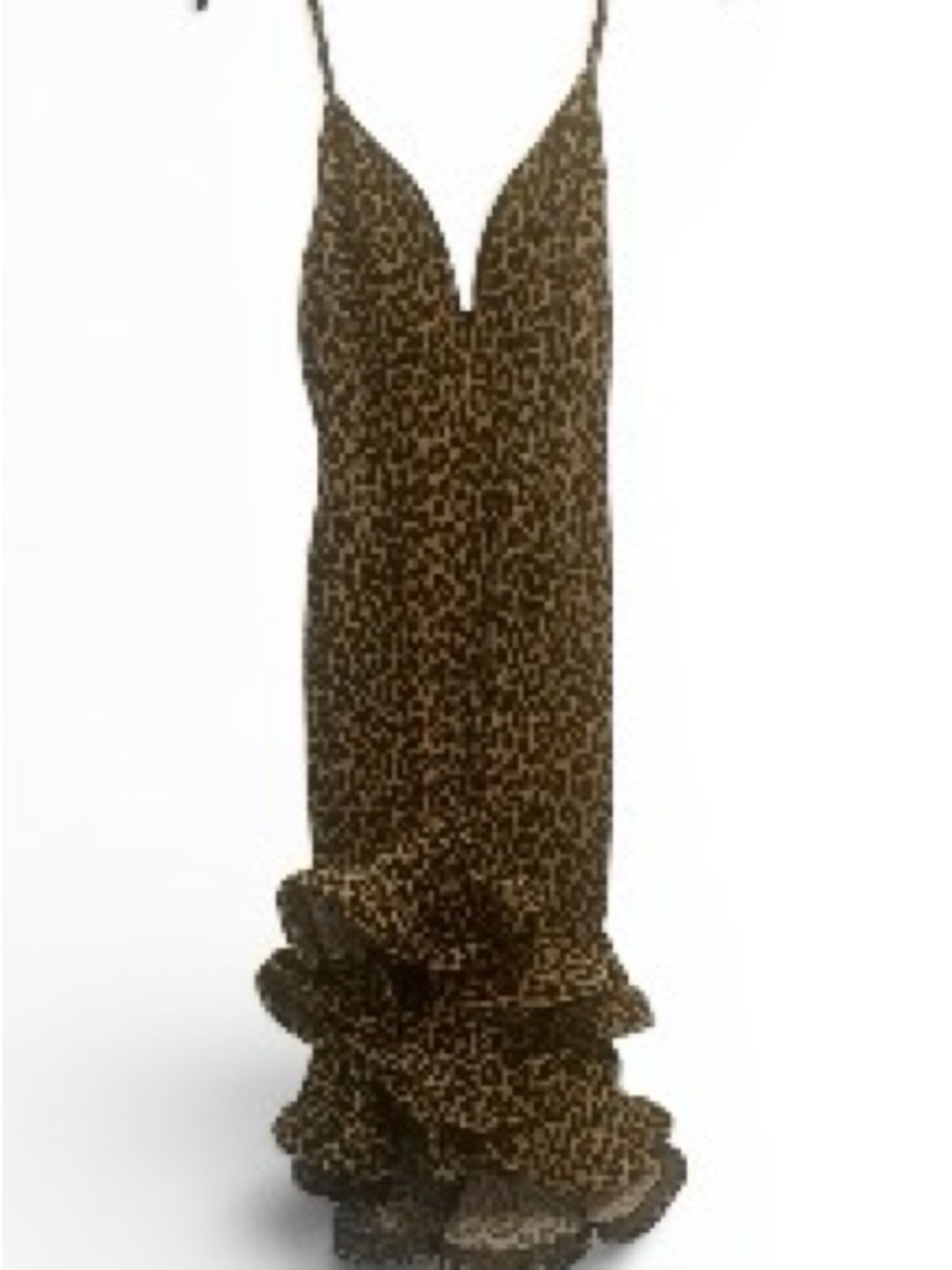 Fashion Nova Leopard Print Ruffle Midi Dress - Tan/Black - Picture 3 of 5